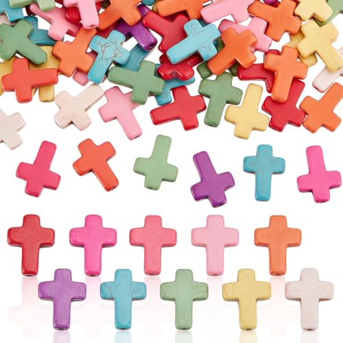 CRAFTYMELODY 5 Strang 120 Stück Kreuzperlen Bunte Synthetische Türkisperlen Kreuz Abstandshalterperlen Lose Perlen Anhänger Zur Schmuckherstellung CRAFTYMELODY 5 Strang 120 Stück Kreuzperlen Bunte Synthetische Türkisperlen Kreuz Abstandshalterperlen Lose Perlen Anhänger Zur Schmuckherstellung von CRAFTYMELODY