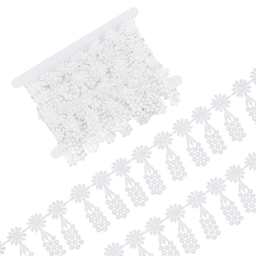 CRAFTYMELODY 5 Yard Weiße Spitzenborte 2 1/2 Zoll Klassisch nspitze Fransenbesatz Mit Quaste Stickband Nähzubehör von CRAFTYMELODY