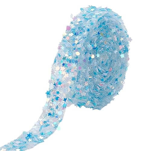 CRAFTYMELODY 5 Yards Glitzer Pailletten Sternband PVC Runde Pailletten Perlenbesatz 12mm Breit Hotfix Schmelzkleber Auf Der Rückseite Ornament Zubehör von CRAFTYMELODY