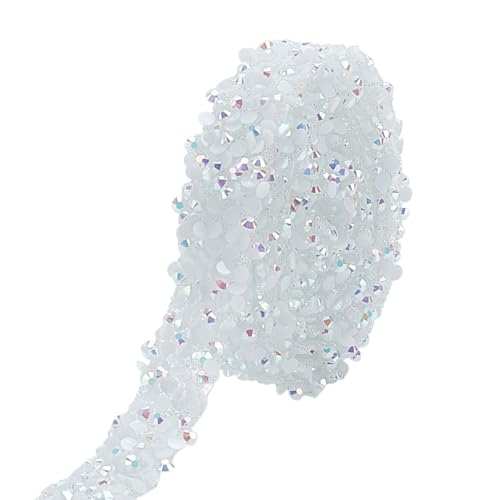 CRAFTYMELODY 5 Yards Selbstklebendes Strassband 1/2 Zoll Breites Weißes Harzkristallband Streifen Strass Aufkleber Für Heimwerkerarbeiten von CRAFTYMELODY
