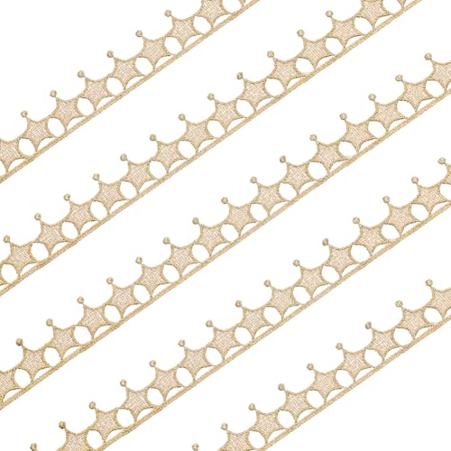 CRAFTYMELODY 5 Yards Stern Metallic Spitzenbesatz Golden Gewebter Gimp Zopfbesatz 1 Zoll Breites Stickband Spitzenband Sternrand Dekoratives Band Dekor von CRAFTYMELODY