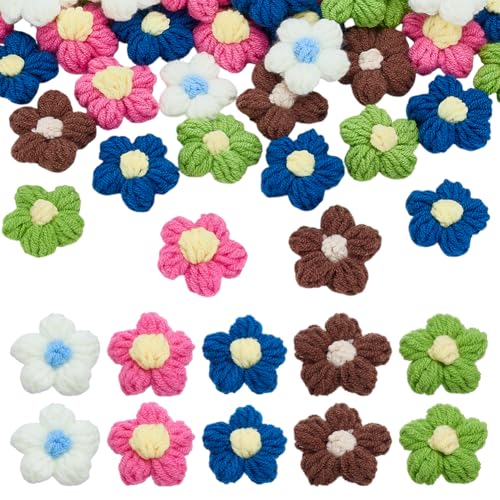 CRAFTYMELODY 50 Stück 5 Farben HäkelKlassischn Aufnäher Zum Aufnähen Baumwolle StrickKlassischn Applikation Handarbeit Gestrickte Klassischn Ornament Accessoires Basteldeko von CRAFTYMELODY
