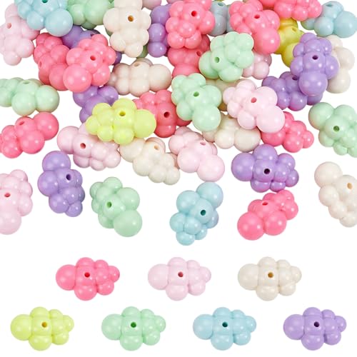 CRAFTYMELODY 50 Stück Arcylic Cloud Beads Gemischte Farben Große Lose Abstandsperlen Bulk Für Schmuckherstellung Zubehör DIY Basteln Halsketten Armbänder von CRAFTYMELODY