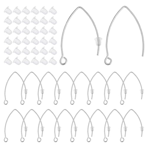 CRAFTYMELODY 50 Stück Ohrringhaken V Form Edelstahl Ohrringhaken 0.7mm Ohrstecker Mit Öse Baumelnde Ohrringbeschläge 80 Stück Kunststoff Ohrmuttern von CRAFTYMELODY