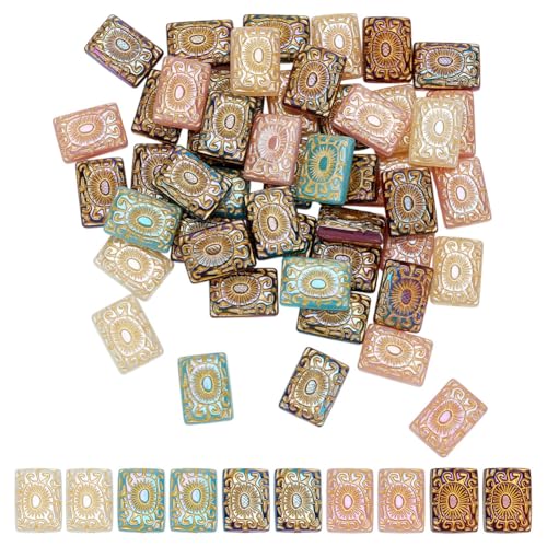 CRAFTYMELODY 50 Stück Rechteckige Perlen Gemischte Farben Sonnenförmige Arcylic Perlen 18x13x6.5mm Lose Abstandsperlen Für Die Schmuckherstellung von CRAFTYMELODY