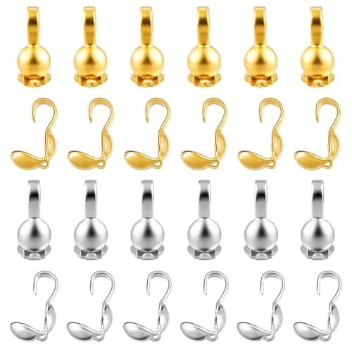 CRAFTYMELODY 500 Stück 2 Farbige Perlenspitzen Knotenabdeckungen Goldene Platin Muschelperlenspitzen Knotenabdeckungen Messing Metall Endkappe Doppelt Geschlossene Ringe von CRAFTYMELODY