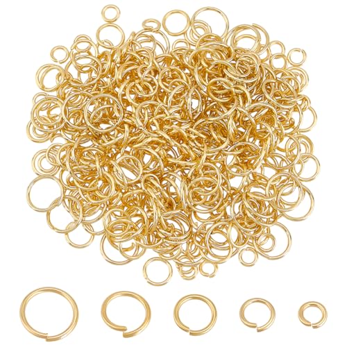 CRAFTYMELODY 500 Stück 24 Karat Vergoldete Offene Biegeringe 5 Stile Biegeringe Aus Edelstahl 4/5/6/7/8mm Schmuckverbinder Zur Schmuckherstellung CRAFTYMELODY 500 Stück 24 Karat Vergoldete Offene Biegeringe 5 Stile Biegeringe Aus Edelstahl 4/5/6/7/8mm Schmuckverbinder Zur Schmuckherstellung von CRAFTYMELODY