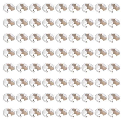 CRAFTYMELODY 500 Stück 4mm Crimpperlen Knotenabdeckungen Eisensilber Halbrund Offene Crimpperlen Knotenabdeckungen Kappen Kleine Perlen Bulkware Für Bastelbedarf von CRAFTYMELODY