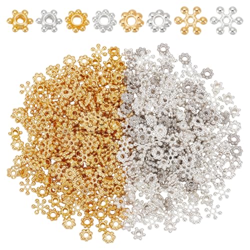 CRAFTYMELODY 500 Stück 8 Stile Legierung Tibetische Blumen Abstandshalter Perlen Schneeflocken Gänseblümchen Abstandshalter Metall Rondelle Lose Perlen Flache Perlenkappen Für Armbänder CRAFTYMELODY 500 Stück 8 Stile Legierung Tibetische Blumen Abstandshalter Perlen Schneeflocken Gänseblümchen Abstandshalter Metall Rondelle Lose Perlen Flache Perlenkappen Für Armbänder von CRAFTYMELODY