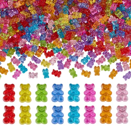 CRAFTYMELODY 536 Stück Transparente Arcylic Bärenperlen Zufällige Farbe Süße Bären Tierperlen Lose Abstandshalter 12x8x6mm Für Die Schmuckherstellung von CRAFTYMELODY