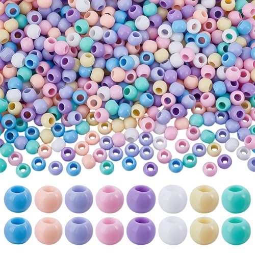 CRAFTYMELODY 538 Stück Arcylic Perlen Mit Großem Loch Bunte Ponyperlen Fass Lose Abstandshalter 8mm Für Die Schmuckherstellung Zubehör von CRAFTYMELODY
