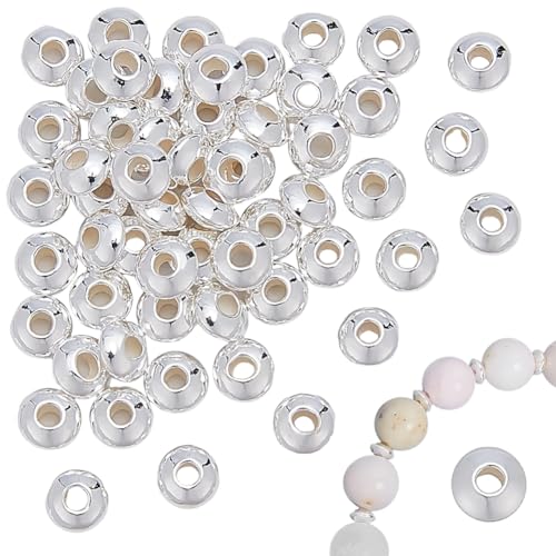 CRAFTYMELODY 56 Stück 925 Sterling Silberperlen Kleine Untertassenperlen Lose Rondelle Perlen Mit 1 quadratischen Silber Poliertüchern 4x2mm Abstandsperlen CRAFTYMELODY 56 Stück 925 Sterling Silberperlen Kleine Untertassenperlen Lose Rondelle Perlen Mit 1 quadratischen Silber Poliertüchern 4x2mm Abstandsperlen von CRAFTYMELODY