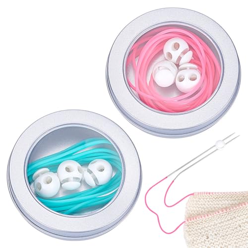 CRAFTYMELODY 6 m 2 Farben Hohlrohr Gummischlauchschnüre Mit 6 Stück Doppelloch Kordelzug Stopper Verschlussknöpfen Mit 2 Stück Eisenboxen von CRAFTYMELODY