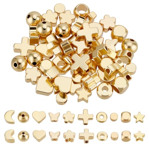 CRAFTYMELODY 60 Stück 10 Stile Verschiedene Abstandsperlen 18 Karat Vergoldetes Perlenset Kreuz Schmetterling Stern Mond Kleine Lose Metallperlen Für Halskette CRAFTYMELODY 60 Stück 10 Stile Verschiedene Abstandsperlen 18 Karat Vergoldetes Perlenset Kreuz Schmetterling Stern Mond Kleine Lose Metallperlen Für Halskette von CRAFTYMELODY