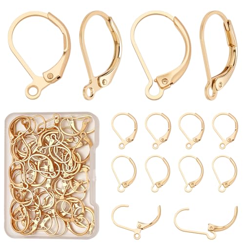 CRAFTYMELODY 60 Stück 2 Stile Leverback Ohrring Beschläge Französische Ohrringhaken Mit Horizontaler Schlaufe Echt 24K Vergoldet 15mm Langer Ohrhaken CRAFTYMELODY 60 Stück 2 Stile Leverback Ohrring Beschläge Französische Ohrringhaken Mit Horizontaler Schlaufe Echt 24K Vergoldet 15mm Langer Ohrhaken von CRAFTYMELODY