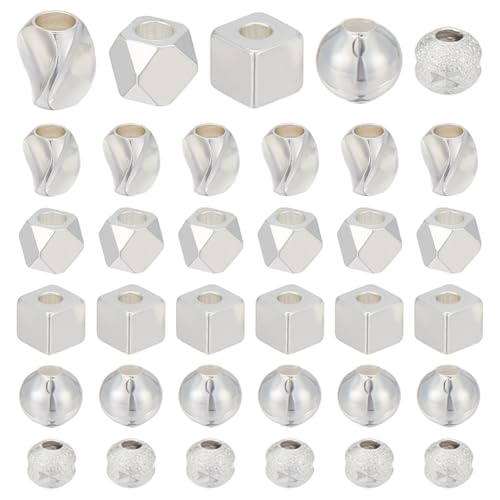 CRAFTYMELODY 60 Stück Abstandsperlen 5 Stile Metall Messing Facettiert Abstandsperlen Rund Würfel Dreieck Lose Perlen Für Die Herstellung von Schmuckzubehör von CRAFTYMELODY