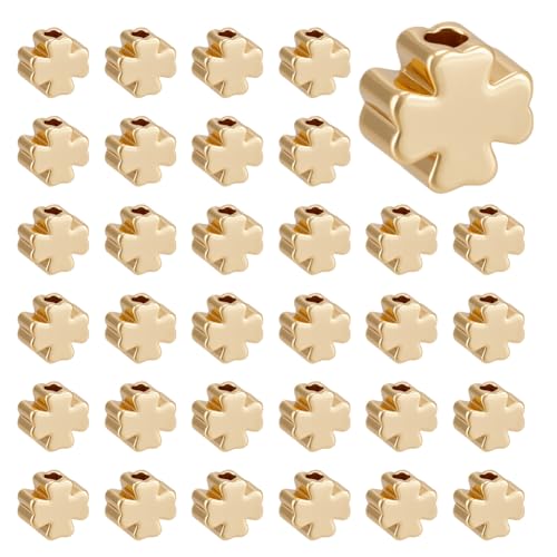 CRAFTYMELODY 60 Stück Echte 18K Vergoldete Vierblättrige Kleeblattperlen Metallblumen Abstandshalter Lose 5x5mm Winzige Perlen Charm Befunde Für Halsketten Armbänder Ohrringe CRAFTYMELODY 60 Stück Echte 18K Vergoldete Vierblättrige Kleeblattperlen Metallblumen Abstandshalter Lose 5x5mm Winzige Perlen Charm Befunde Für Halsketten Armbänder Ohrringe von CRAFTYMELODY