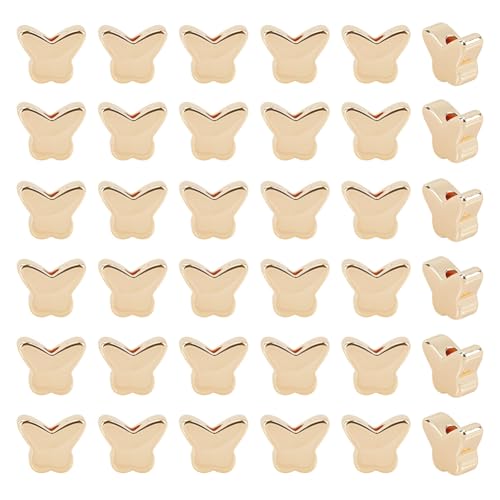 CRAFTYMELODY 60 Stück Schmetterling 18K Vergoldet Messing Spacer Perlen Lose Perlen Charm Bulk Für Schmuckherstellung Zubehör Zubehör Armband Halskette von CRAFTYMELODY