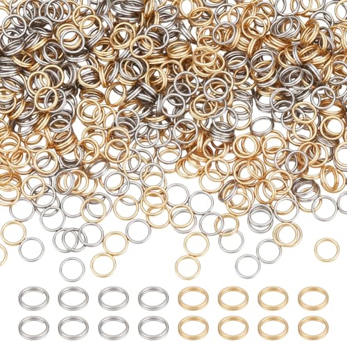 CRAFTYMELODY 600 Stück 2 Farben Edelstahl Doppelschlaufen Spaltringe Mini Rundbiegeringe Mit 18 Karat Vergoldetem Kleinem Schlüssel O Ring Anschluss Für Die Schmuckherstellung von CRAFTYMELODY