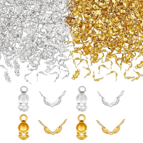 CRAFTYMELODY 600 Stück 2 Farbige Perlenspitzen Knotenabdeckungen Goldene Silberne Muschelperlenspitzen Knotenabdeckungen Messing Metall Endkappenabdeckung Doppelt Geschlossene Ringe CRAFTYMELODY 600 Stück 2 Farbige Perlenspitzen Knotenabdeckungen Goldene Silberne Muschelperlenspitzen Knotenabdeckungen Messing Metall Endkappenabdeckung Doppelt Geschlossene Ringe von CRAFTYMELODY