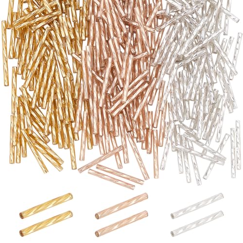 CRAFTYMELODY 600 Stück Glasperlen 3 Farben 25mm (10)1cm Röhren Abstandshalter Lose Perlen Lang Für Schmuckherstellung Zubehör Basteln Dekorieren von CRAFTYMELODY