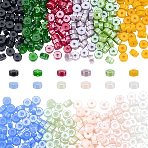 CRAFTYMELODY 600 Stück Runde Glasperlen 12 Farben 6mm Abstandshalter Lose Perlen Rondelle Für Die Schmuckherstellung Zubehör von CRAFTYMELODY