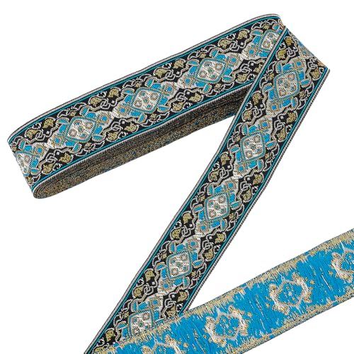 CRAFTYMELODY 7 Yards Jacquardband Im Ethnischen Stil Besticktes Blumenband 1 1/4 Zoll Vintage Besatz Blaue Stickerei Gewebter Besatz Für Kleidungsdekor CRAFTYMELODY 7 Yards Jacquardband Im Ethnischen Stil Besticktes Blumenband 1 1/4 Zoll Vintage Besatz Blaue Stickerei Gewebter Besatz Für Kleidungsdekor von CRAFTYMELODY