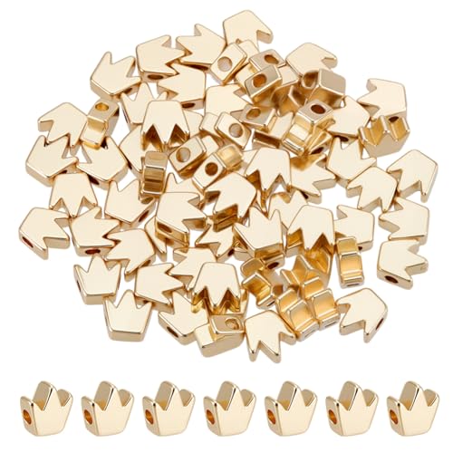 CRAFTYMELODY 70 Stück Metallkronenperlen Echte 14 Karat Vergoldete Abstandsperlen Langlebige Lose Perlen Mit 1.4mm Loch Charm Für Halskette Armband Ohrring CRAFTYMELODY 70 Stück Metallkronenperlen Echte 14 Karat Vergoldete Abstandsperlen Langlebige Lose Perlen Mit 1.4mm Loch Charm Für Halskette Armband Ohrring von CRAFTYMELODY