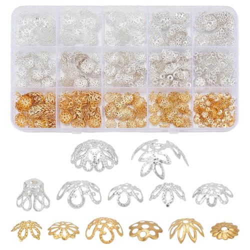 CRAFTYMELODY 715 Stück Klassischnperlenkappe 13 Stil Metall Klassischnperlen Endkappe Floral Perlen End Spacer Floral Perlenkappe Filigran Für Schmuckherstellung Lieferant von CRAFTYMELODY