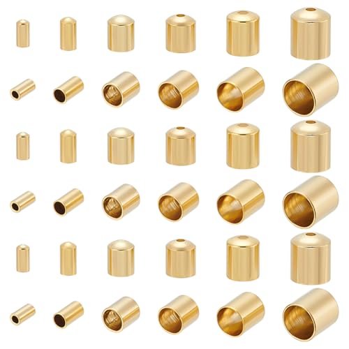 CRAFTYMELODY 72 Stück Kordel Endkappe 6 Stile Endkappe 24 Karat Vergoldete Messingrohr Krimpperle Kleine Fass Endkappe Perlenkappe Zur Schmuckherstellung CRAFTYMELODY 72 Stück Kordel Endkappe 6 Stile Endkappe 24 Karat Vergoldete Messingrohr Krimpperle Kleine Fass Endkappe Perlenkappe Zur Schmuckherstellung von CRAFTYMELODY