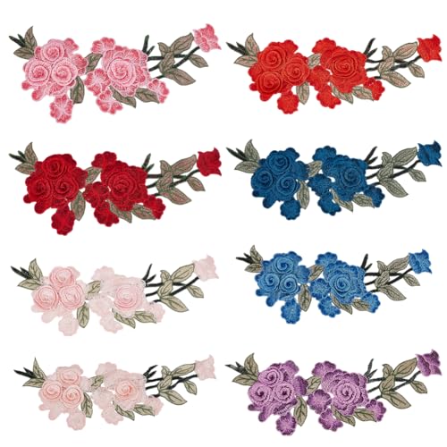 CRAFTYMELODY 8 Stück 12x4 Zoll Lange Klassischnapplikation Polyester Stickerei Klassischnaufnäher Gemischte Farben Stoffapplikation Zum Aufbügeln Kostümdekor von CRAFTYMELODY