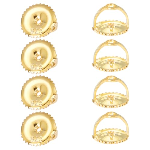 CRAFTYMELODY 8 Stück 18K Vergoldeter Schraub Ohrringverschluss Für Ohrstecker 925 Silber Sicherer Verschluss Ohrring Rücken Schraube Ohrring Rücken Ersatz Sicherheitsohrring von CRAFTYMELODY