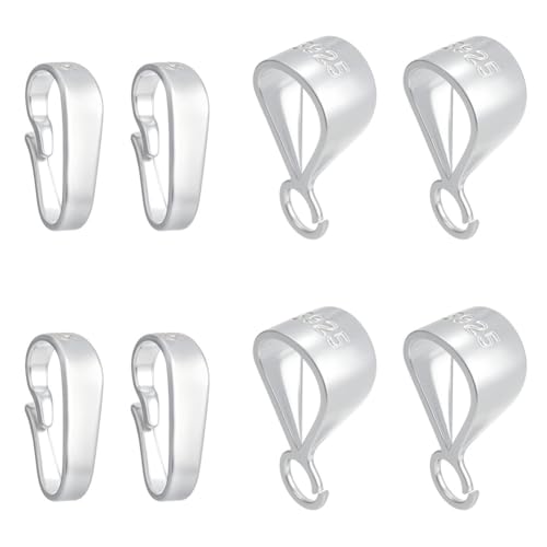 CRAFTYMELODY 8 Stück 2 Stile Anhängerverschlüsse 925 Sterling Silber Anhängerverschluss Klemmclip Ösen Schiebeanhänger Verbinder Mit Offener Öse Zum Aufstecken von CRAFTYMELODY