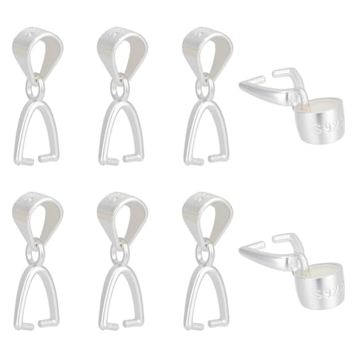CRAFTYMELODY 8 Stück Anhängerverschluss 925 Sterlingsilber Eispickel Clips Klemmclip Perlenaufhänger Verbindungsstücke Schmuckzubehör Mit Poliertuch von CRAFTYMELODY