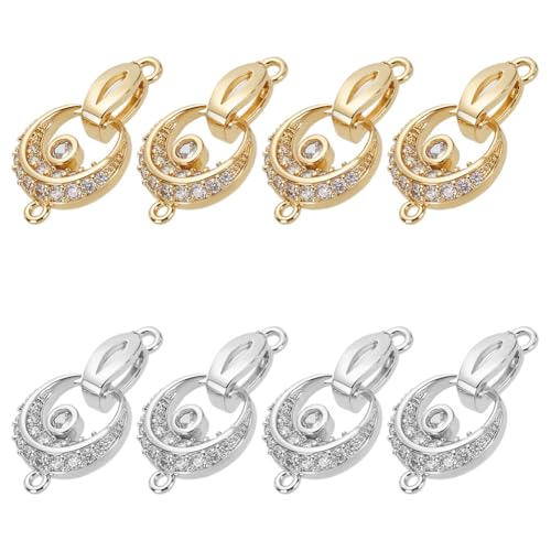 CRAFTYMELODY 8 Stück Faltschließe 2 Farbig Messing Zirkonia Verlängerungsverschluss 26.5mm Schnappverschluss Endkappen Uhrenschmuckverschluss von CRAFTYMELODY