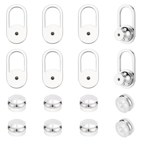 CRAFTYMELODY 8 Stück Gut Verarbeitete U Förmige Ohrring Hebeverschlüsse Plus 8 Stück Silikon Ohrringverschlüsse Aus Platin Schwere Ohrring Verriegelungsverschlüsse Große Ohrstützen von CRAFTYMELODY