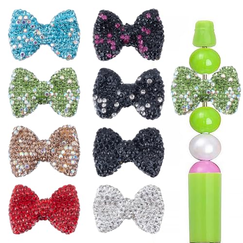 CRAFTYMELODY 8 Stück Schleifen Fokalperlen Für Stift 8 Farben Schleifen Ton Strassperlen Für Perlenstifte Schmuckherstellung Zubehör Zubehör DIY Handwerk von CRAFTYMELODY