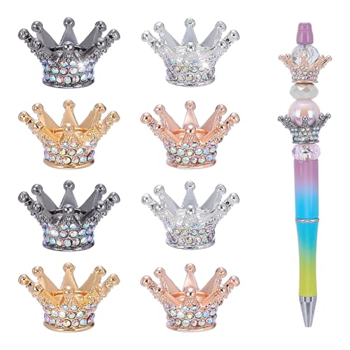 CRAFTYMELODY 8 Stück Strass Kronenperlen Für Stifte 4 Farben Abstandsperlen Großes Loch Lose Perlen Für Perlbare Stifte Schmuckherstellungszubehör von CRAFTYMELODY