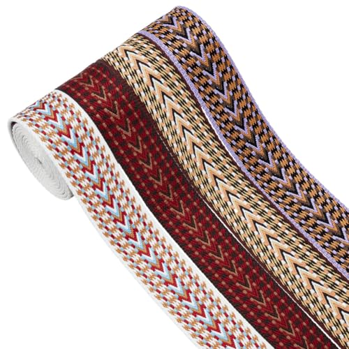 CRAFTYMELODY 8 Yards 4 Farben Gestreiftes Gurtband 1 1/2 Zoll Pfeilmuster Polyesterband Pfeilgemustertes Gurtband Jacquardbänder von CRAFTYMELODY