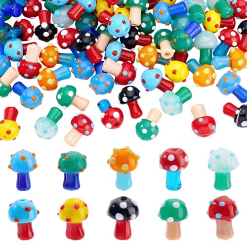 CRAFTYMELODY 80 Stück 10 Farben Pilz Glasperlen Handgefertigte Bunte Lampwork Perlen Lose Spacer Perle Niedliches Mini Pilz Ornament CRAFTYMELODY 80 Stück 10 Farben Pilz Glasperlen Handgefertigte Bunte Lampwork Perlen Lose Spacer Perle Niedliches Mini Pilz Ornament von CRAFTYMELODY