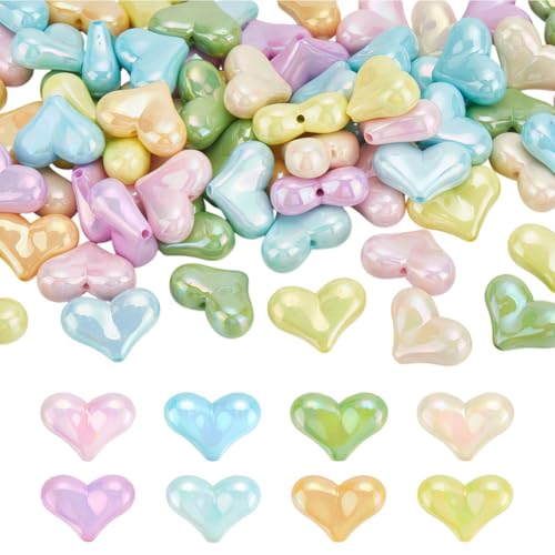 CRAFTYMELODY 80 Stück 8 Farben Fokusperlen Für Stifte Undurchsichtige Acryl Herz Fokusperlen Glitzernde Bunte Herzperlen Charms Für Die Schmuckherstellung Bastelbedarf von CRAFTYMELODY