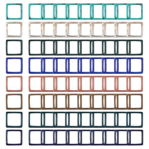 CRAFTYMELODY 80 Stück 8 Farben Perlenrahmen Acryl Quadratische Edelsteinimitat Perlenrahmen Hohlrhombusrahmen Abstandsperlen Doppelloch Verbindungsstück von CRAFTYMELODY