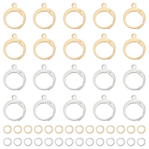 CRAFTYMELODY 80 Stück Huggie Creolen Ohrring Beschläge Runder Leverback Ohrringhaken Aus Edelstahl Mit 200 Stück Biegering Gold Silber Ohrringverschluss CRAFTYMELODY 80 Stück Huggie Creolen Ohrring Beschläge Runder Leverback Ohrringhaken Aus Edelstahl Mit 200 Stück Biegering Gold Silber Ohrringverschluss von CRAFTYMELODY
