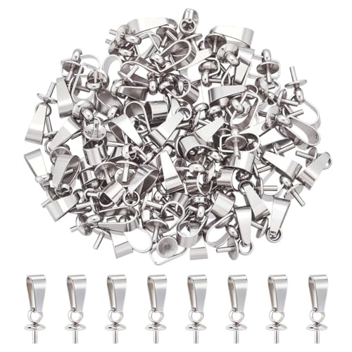 CRAFTYMELODY 80 Stück Ösenstift Ösenöse Edelstahl 12x4mm Ösenöse Perlenverbinder Für Halbgebohrte Perlen Charms Anhänger von CRAFTYMELODY