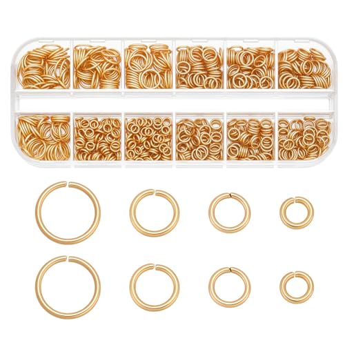 CRAFTYMELODY 800 Stück 4 Stile Biegeringe 4/5/6/8mm 304 Edelstahl Mit 18 Karat Vergoldeten Offenen Ringen Verbinder Für Schlüsselanhänger Halsketten Armbänder von CRAFTYMELODY