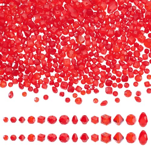 CRAFTYMELODY 810 Stück 14 Stile Facettierte Glasperlen Doppelkegel Runde Perlen 3/4/6/8/10mm Rote Abstandsperlen Würfel Tropfenform Masse Zur Schmuckherstellung CRAFTYMELODY 810 Stück 14 Stile Facettierte Glasperlen Doppelkegel Runde Perlen 3/4/6/8/10mm Rote Abstandsperlen Würfel Tropfenform Masse Zur Schmuckherstellung von CRAFTYMELODY