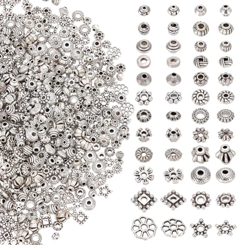 CRAFTYMELODY 864 Stück 24 Stile Tibetischer Stil Legierung Spacer Perlen Metall Antik Silber Flache Runde Doppelkegel Charm Spacer Lose Perlen CRAFTYMELODY 864 Stück 24 Stile Tibetischer Stil Legierung Spacer Perlen Metall Antik Silber Flache Runde Doppelkegel Charm Spacer Lose Perlen von CRAFTYMELODY