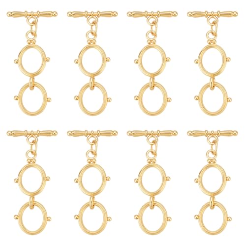 CRAFTYMELODY 8Sets Knebelverschlüsse 18K Vergoldetes Messing T Bar Verschlussverschlüsse Verlängerungs Doppelring OT Knebelverbinder Für Die Herstellung von Schmuckstücken CRAFTYMELODY 8Sets Knebelverschlüsse 18K Vergoldetes Messing T Bar Verschlussverschlüsse Verlängerungs Doppelring OT Knebelverbinder Für Die Herstellung von Schmuckstücken von CRAFTYMELODY