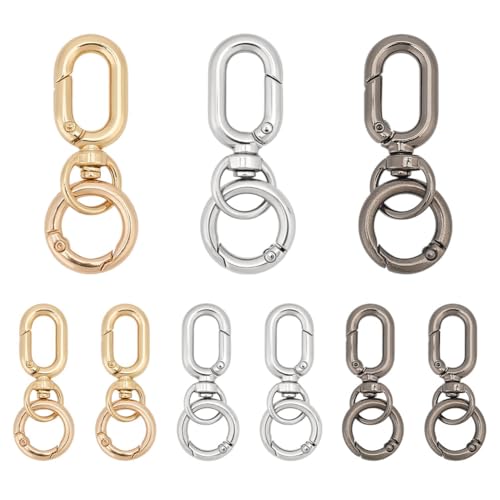 CRAFTYMELODY 9 Set Drehverschluss Clip 3 Farbige Legierung Doppelte Öffnung Schlüsselanhänger Clip Schmuckverschluss Gold Mit 20mm Federtorring Zur Schmuckherstellung von CRAFTYMELODY