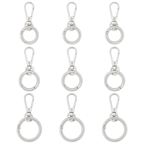 CRAFTYMELODY 9 Set Drehverschluss Clip 3 Stile Legierung Doppelte Öffnung Schlüsselanhänger Clip Schmuckverschluss Platin Mit Federtorring Gold von CRAFTYMELODY